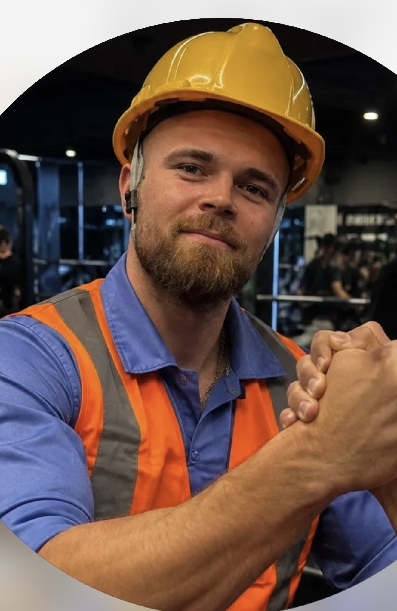 Max Polishchuk at the armwrestling table